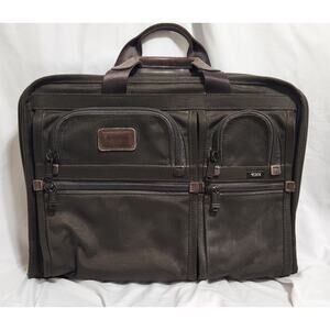TUMI Alpha 17" Briefcase Brown Ballistic Nylon 26114DH EUC No Shoulder Strap